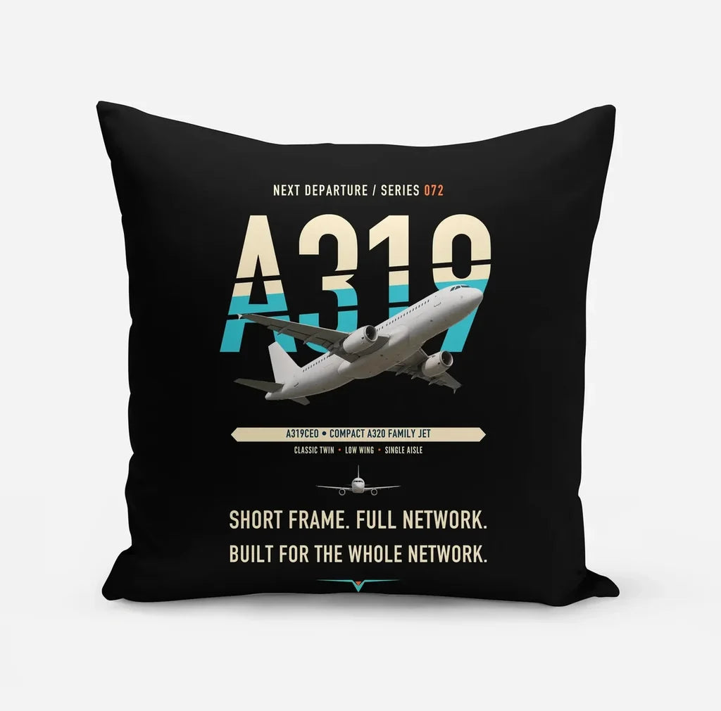 Airbus A319ceo design on black pillow