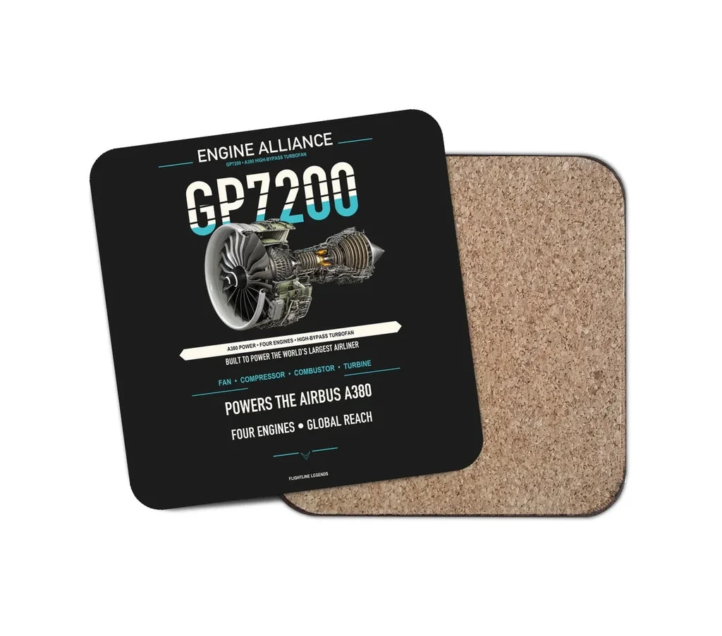 Embraer ERJ145 design on black 1 piece coaster