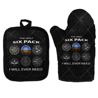 Thumbnail for The Only Six Pack I Will Ever Need Kitchen Glove & Holder aviation design on durable fabric with insulated lining kitchen glo.