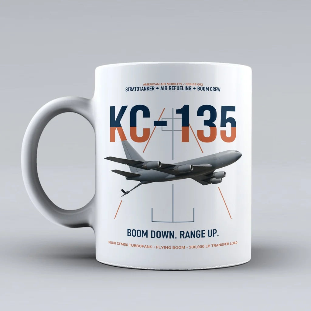 KC-135 STRATOTANKER design on white ceramic mug, double-side print