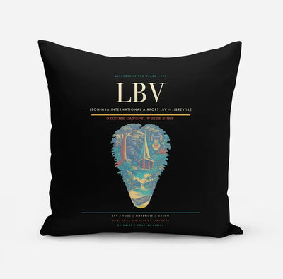 Leon-Mba International Airport (LBV) design on black pillow