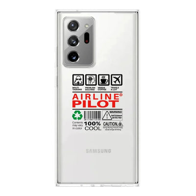 Airline Pilot Label Transparent Silicone Samsung S & Note aviation themed transparent Samsung Galaxy S/Note case for Samsung.
