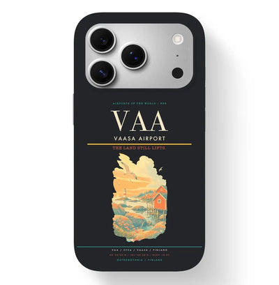 Vaasa Airport (VAA) design on black iPhone 17 Pro MagSafe case