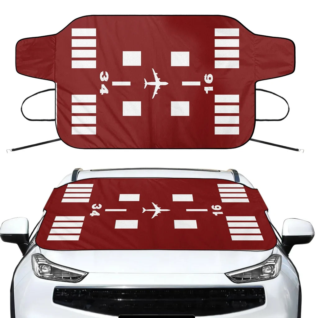 Special Runway-Red Car aviation design on car windshield cover.