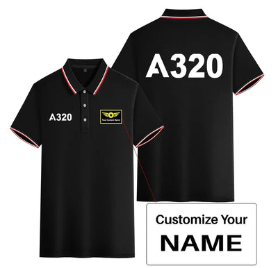 Airbus A320 Flat Text Stylish Polo T-Shirts (Double-Side) aviation design printed on soft cotton stylish double-side polo.