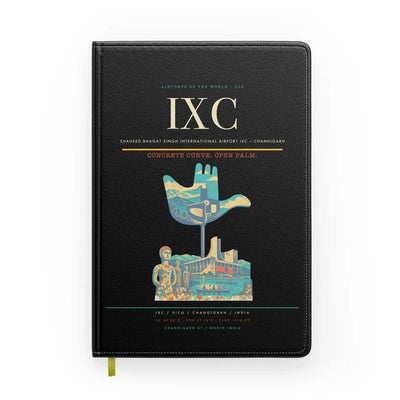 Shaheed Bhagat Singh International Airport (IXC) design on black notebook