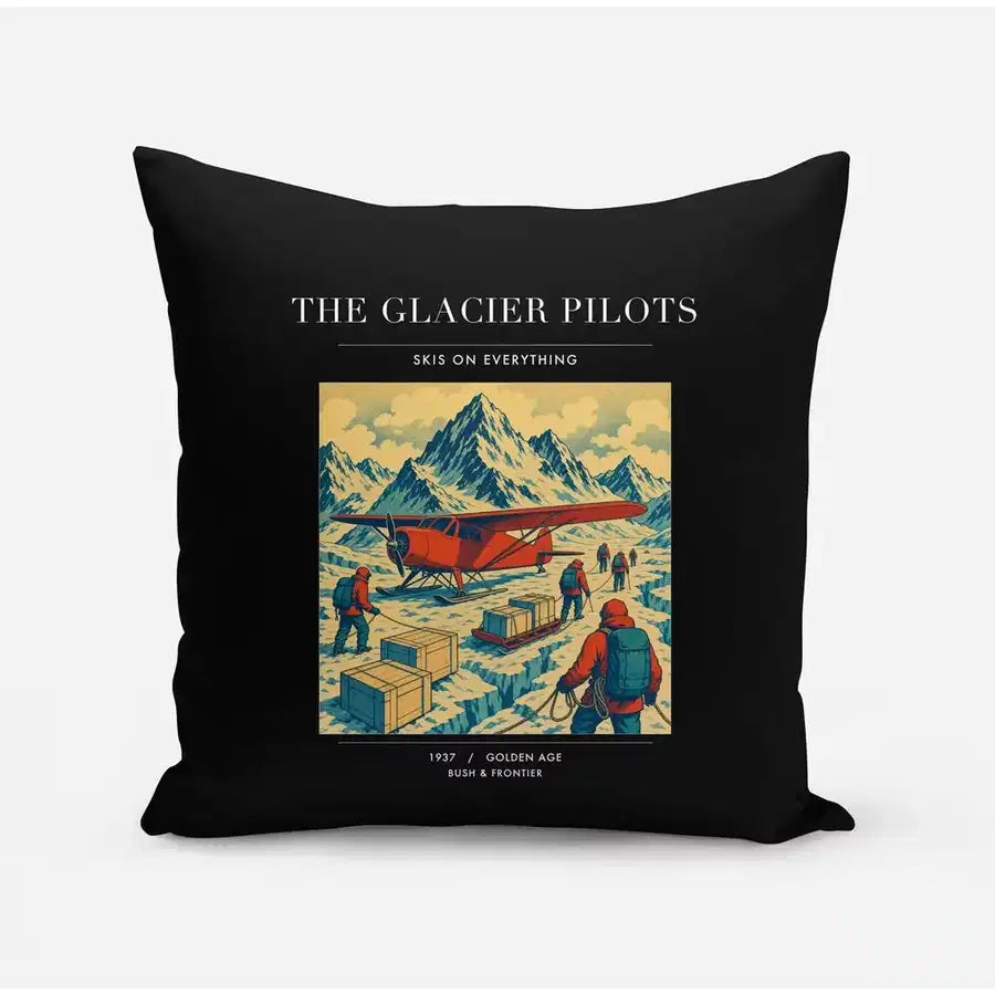 VINTAGE G4028 - The Glacier Pilots - Designed Pillows design on black
