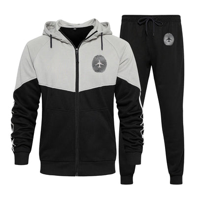 Aviation Finger Print Colourful Z. aviation design on colourful cotton blend zipped hoodie and sweatpants set.