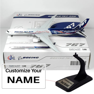 Side view of Boeing Original B767-400ER N76400 Airplane Model (1:400 Scale) aviation 20-30cm scale model aircraft in diecast.
