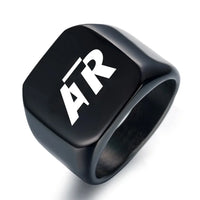 Thumbnail for ATR & Text aviation ring in stainless steel.