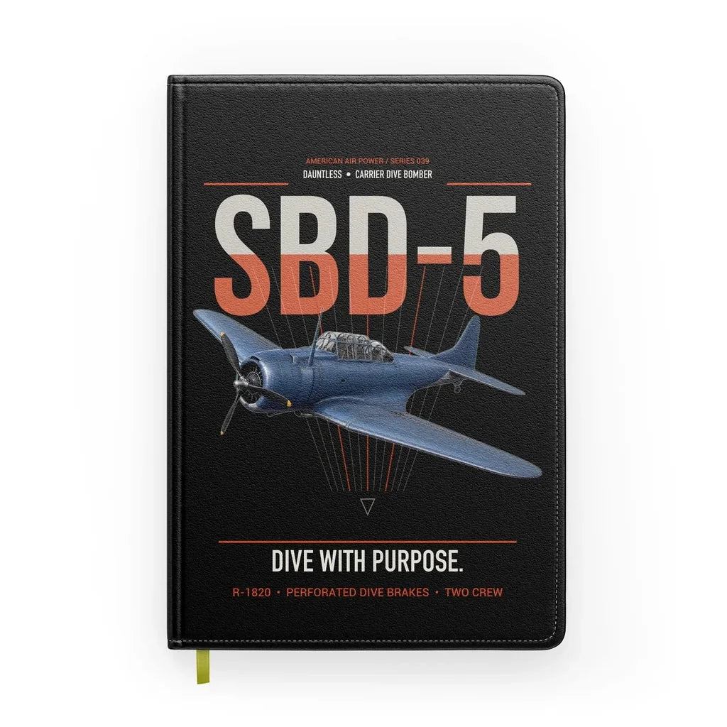 SBD-5 Dauntless design on black notebook