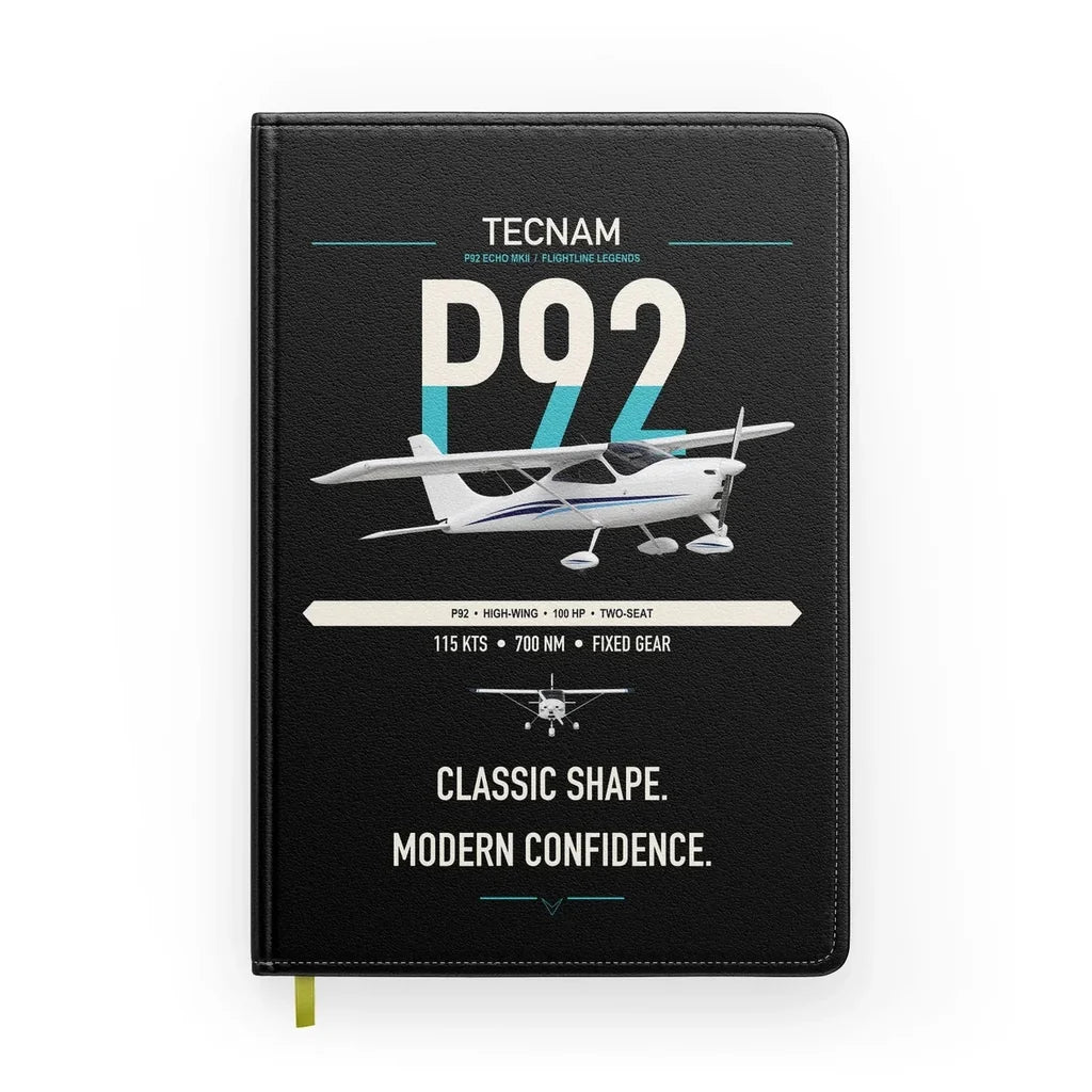 Tecnam P92 Echo MkII design on black notebook