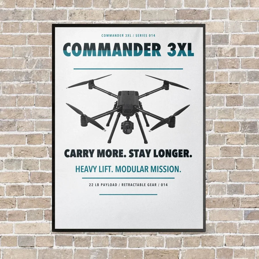Draganfly Commander 3XL vertical canvas print - framed - white background