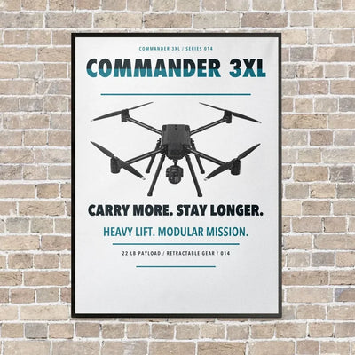 Draganfly Commander 3XL vertical canvas print - framed - white background
