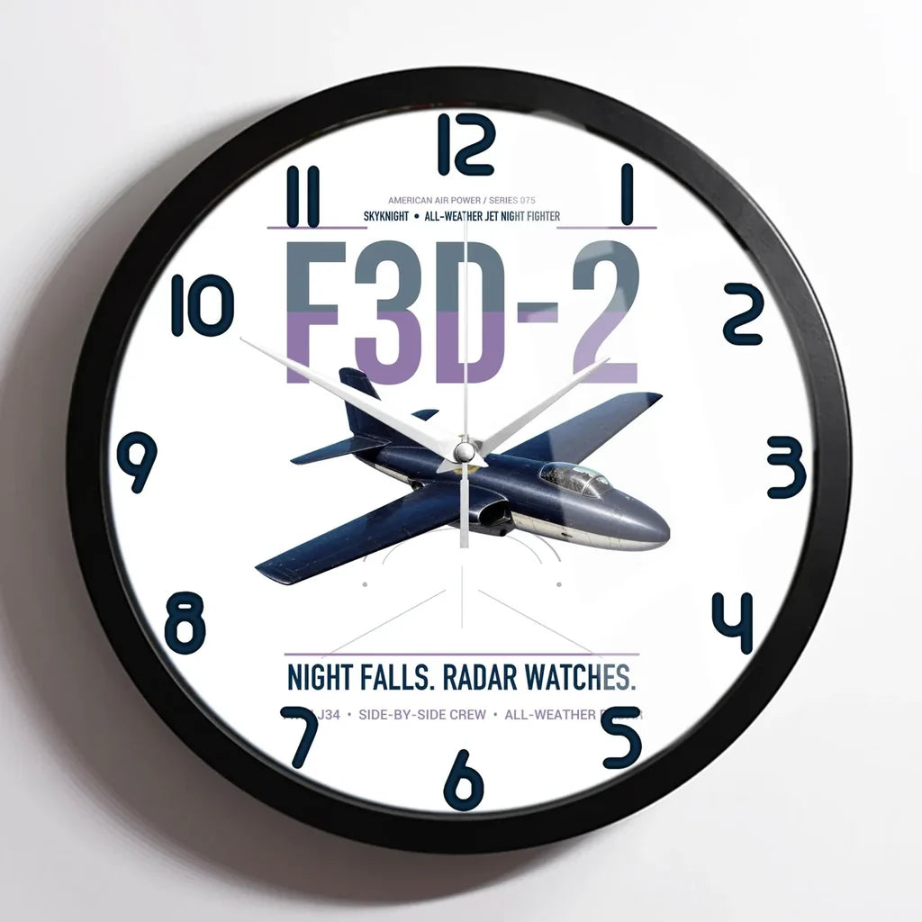 F3D-2 Skyknight design on white framed wall clock