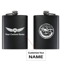 Thumbnail for Aviation Lovers aviation design on stainless hip flask, compact pocket-size flask.