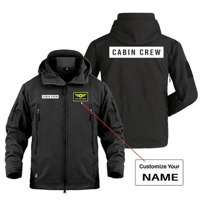 Cabin Crew Text Military Jackets (Customizable) aviation design printed on heavy cotton shell with field-style pockets milita.