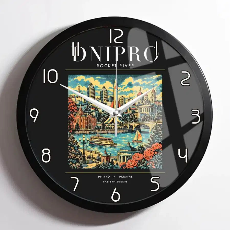DNIPRO - Poster - Wall Clock Framed - Black