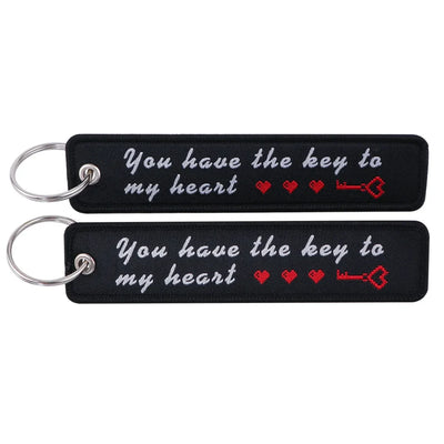 You Have the Key to My Heart aviation fashion key chain in polished metal.