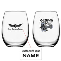 Thumbnail for Airbus A350 & Trent Wxb Engine Water & Drink aviation design on water glass, crystal-clear premium glassware.