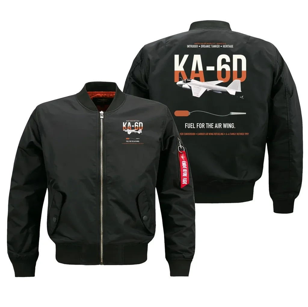 KA-6D Intruder design on black bomber jacket, double-side print