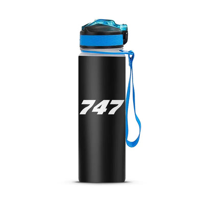 Boeing 747 Flat Text Sports aviation design on sport kettle, insulated bottle with sport spout.