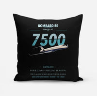 Thumbnail for Bombardier Global 7500 design on black pillow