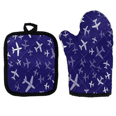 Different Sizes Seamless Airplanes Kitchen Glove & Holder aviation design on durable fabric with insulated lining kitchen glo.