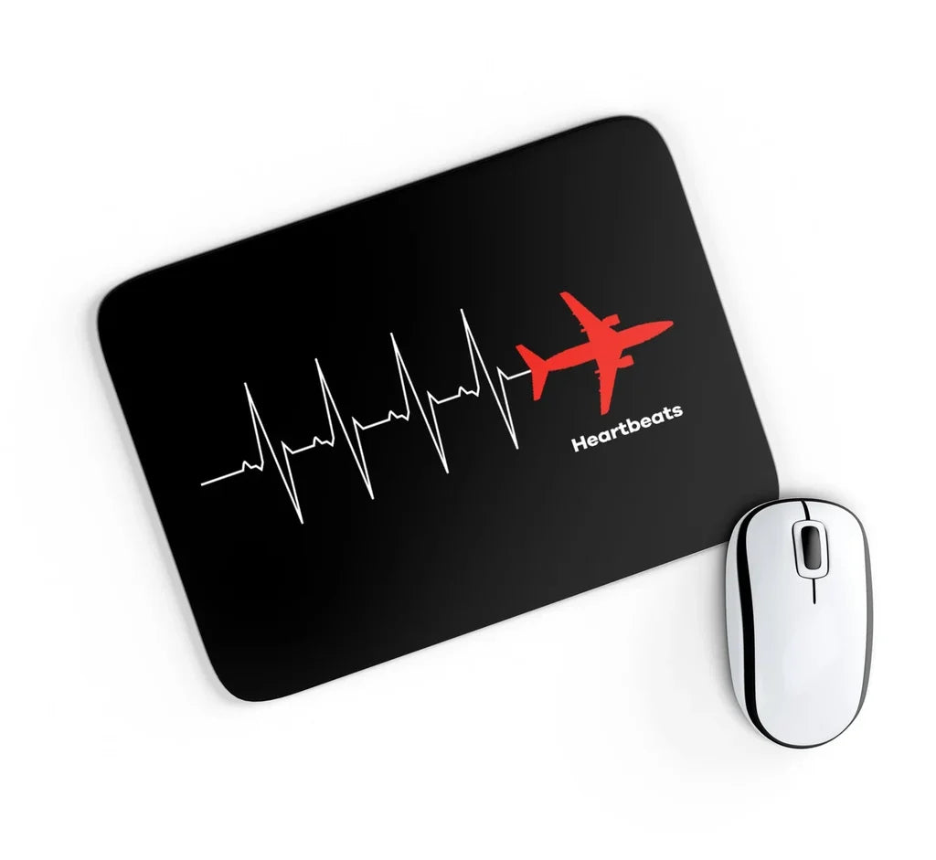 Aviation Heartbeats aviation design on neoprene with anti-slip base mouse pad.