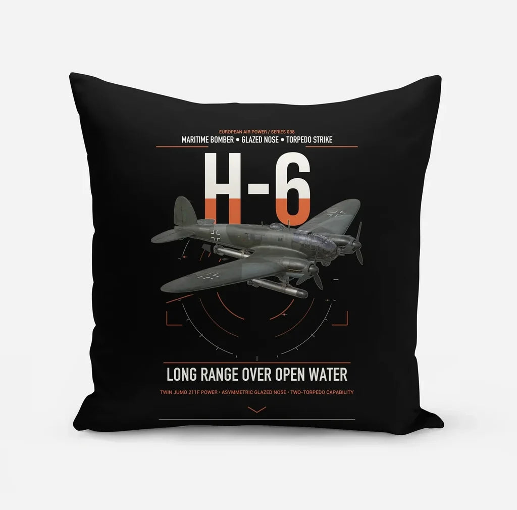 Heinkel He 111H-6 design on black pillow
