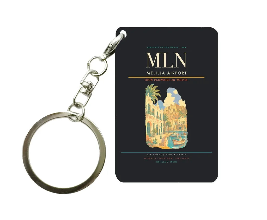 Melilla Airport (MLN) design on black key chain