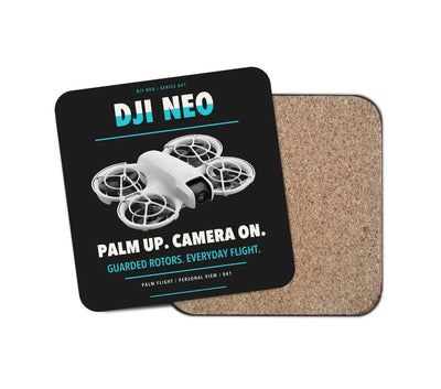 DJI Neo design on black 1 piece coaster