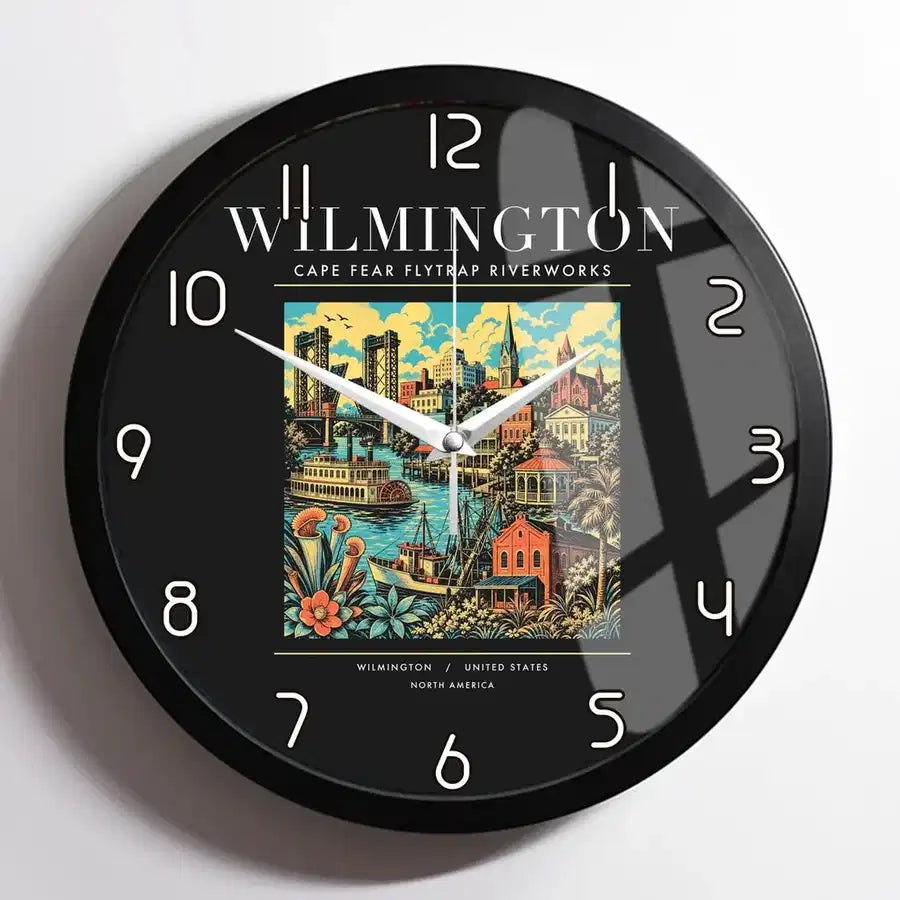 WILMINGTON - Poster - Wall Clock Framed - Black