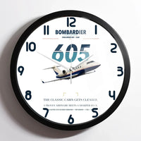 Thumbnail for Bombardier Challenger 605 design on white framed wall clock