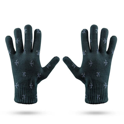 Nice Airplanes (Green) aviation design on soft knit fabric gloves.