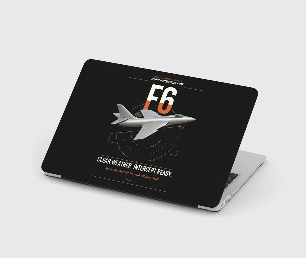 Hawker Hunter F6 design on black MacBook case
