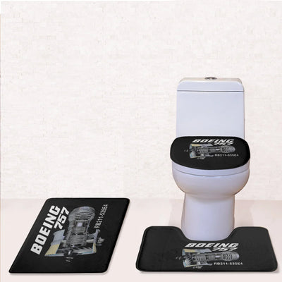 Boeing 757 & Rolls Royce Engine (RB211) Toilet Seat Cover Three-piece aviation print on soft fabric toilet seat cover set.