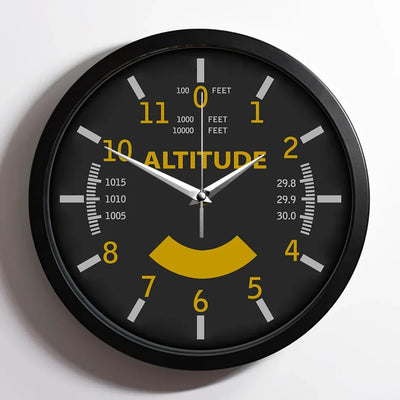Altitude-Color aviation design on premium wood and metal wall clock.