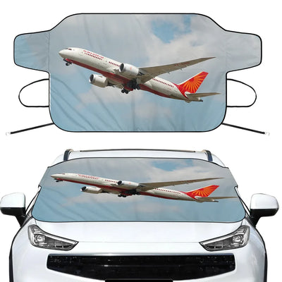 Air India's Boeing 787 Car aviation design on car windshield cover.