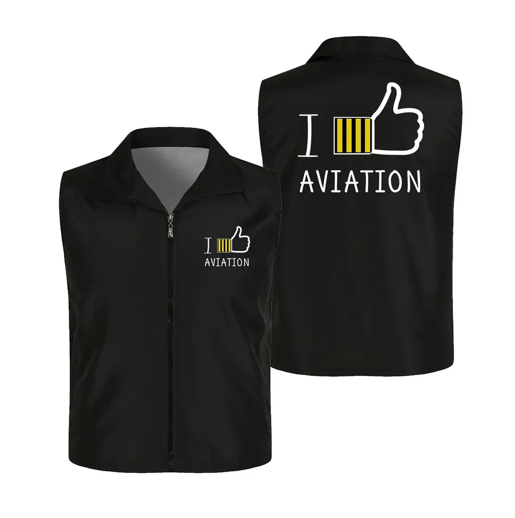 I Like Aviation Thin Style aviation design printed on lightweight shell with sleeveless design thin vest.