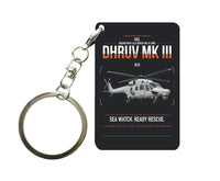 Thumbnail for HAL ALH Dhruv Mk III design on black designed key chain, double-side print