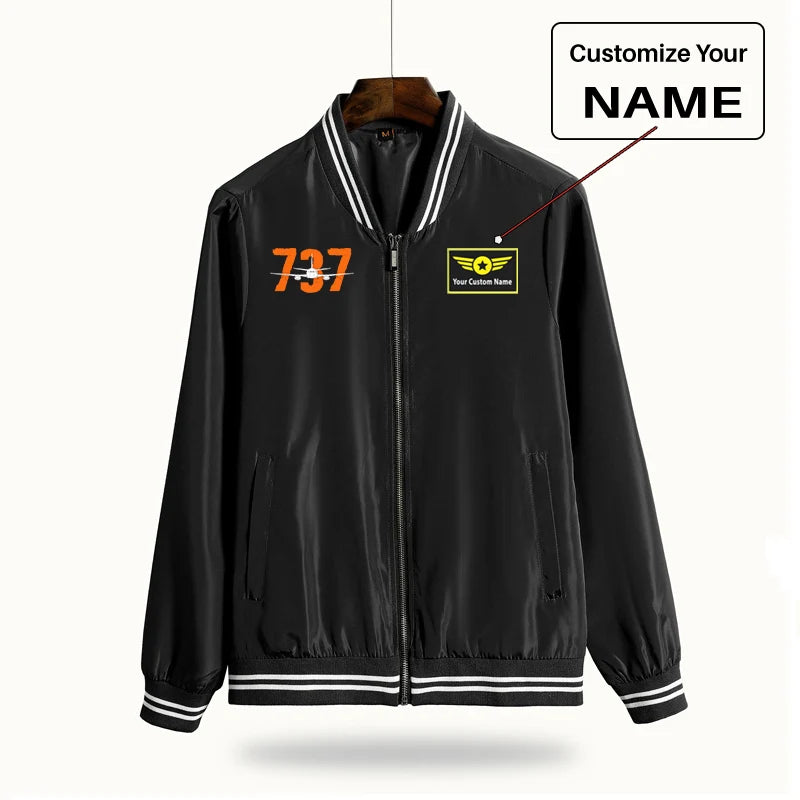 Boeing 737 aviation design printed on lightweight shell with windproof finish thin spring jacket.