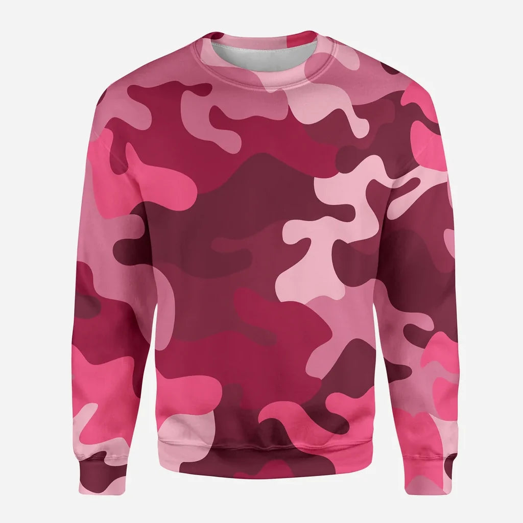 Military Camouflage Red aviation design printed on soft cotton blend 3D sweatshirt.