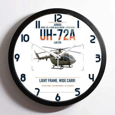 Airbus UH-72A Lakota design on white framed wall clock