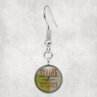 Thumbnail for Side view of Still Playing with Airplanes aviation earrings in hypoallergenic alloy, polished finish.