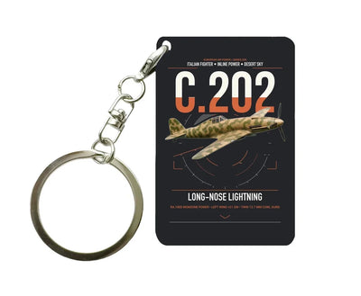 Macchi C.202 Folgore design on black designed key chain, double-side print