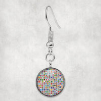 Thumbnail for Side view of 220 World's Flags aviation earrings in hypoallergenic alloy, polished finish.