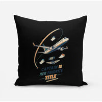 Thumbnail for Captain Is Her Favorite Title design on black pillow