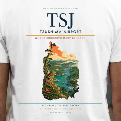 Tsushima Airport (TSJ) double-side t-shirt design close-up cover