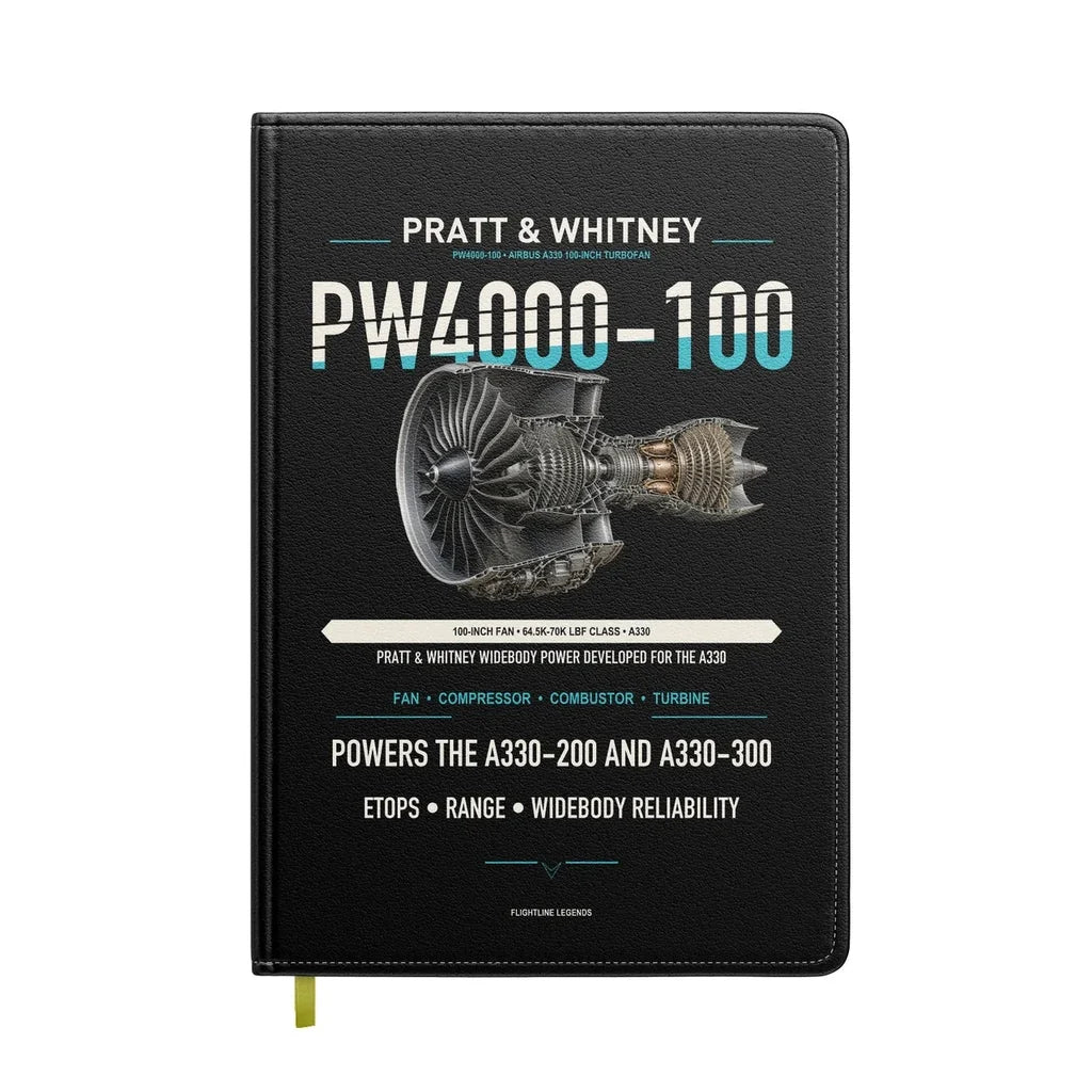 PW4000-100 design on black notebook